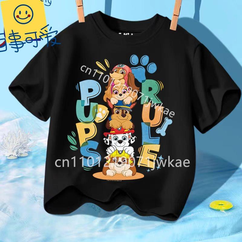 Kids Paw Patrol Cartoon Graphic Baby T Shirt Cotton Casual Short Sleeve Tee Boys and Girls 2026 Summer Toddler Clothing Tops