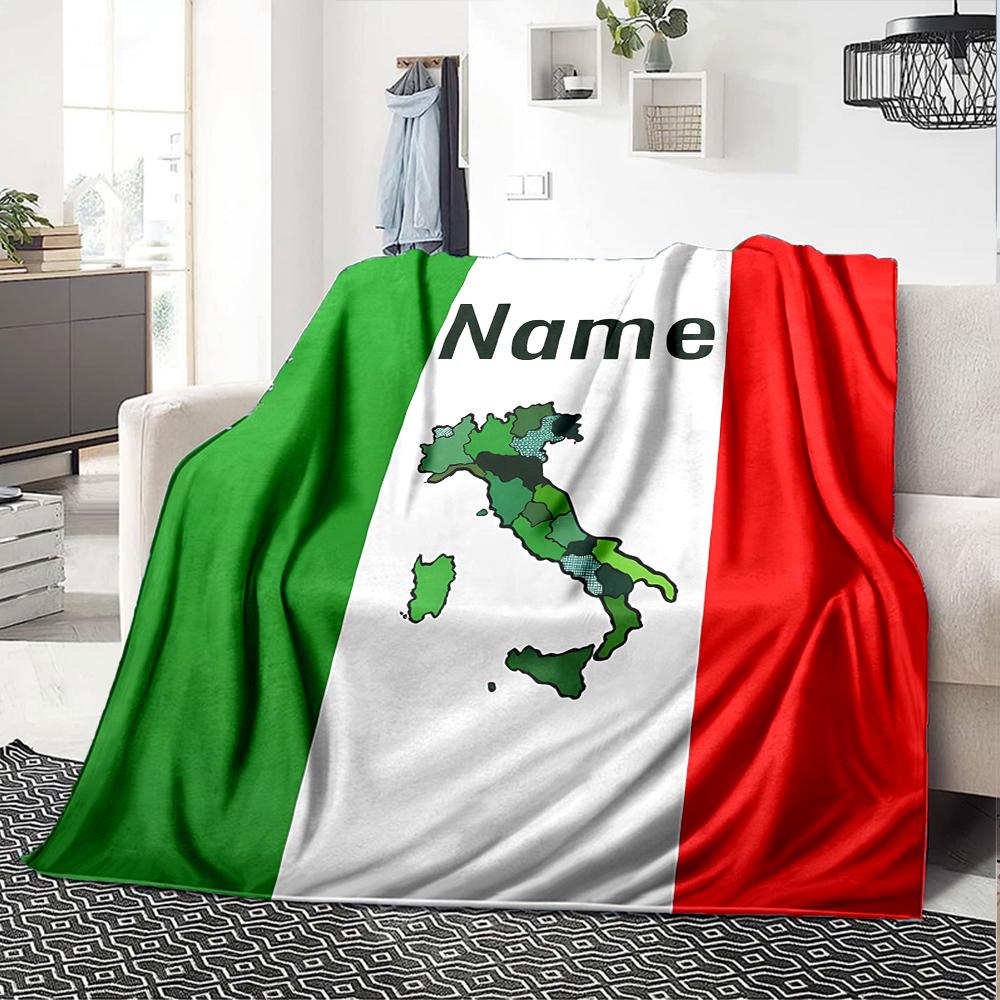 Customiz Name Personality Italy Map Blanket Soft &Warm Sofa Office Bed Travel Lunch Break Blanket, Gift Suitable All Seasons