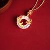 Luxury Koi Fish Peace Buckle Double Fish Pendant Imitation Agate Clavicle Necklace For Women