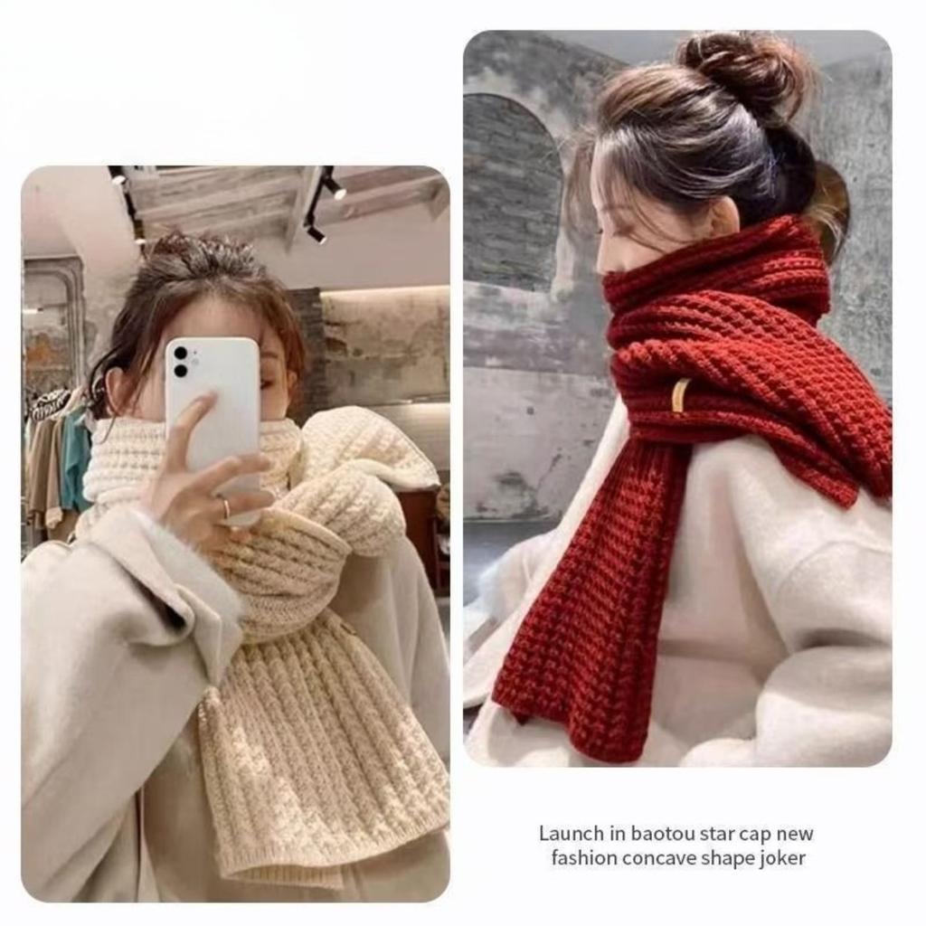 Kältebeständig, Warmer Schal, Damen, Dick, Wollschal, Strickschal, Stola, Strickschal