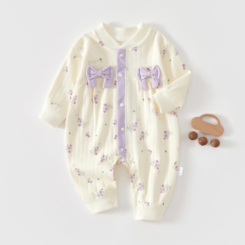 Baby-Mädchen-Strampler, Süßes Langarm-Baby-Einteiler-Outfit, Frühling Herbst Neugeborenen Krabbel-Strampler für Draußen