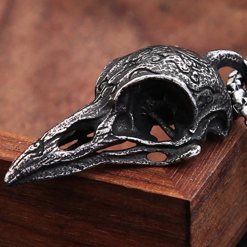 1 Stück Vintage Rabenschädel Knochen Halskette Anhänger, Unisex Personalisiertes Geschenk Dekoration