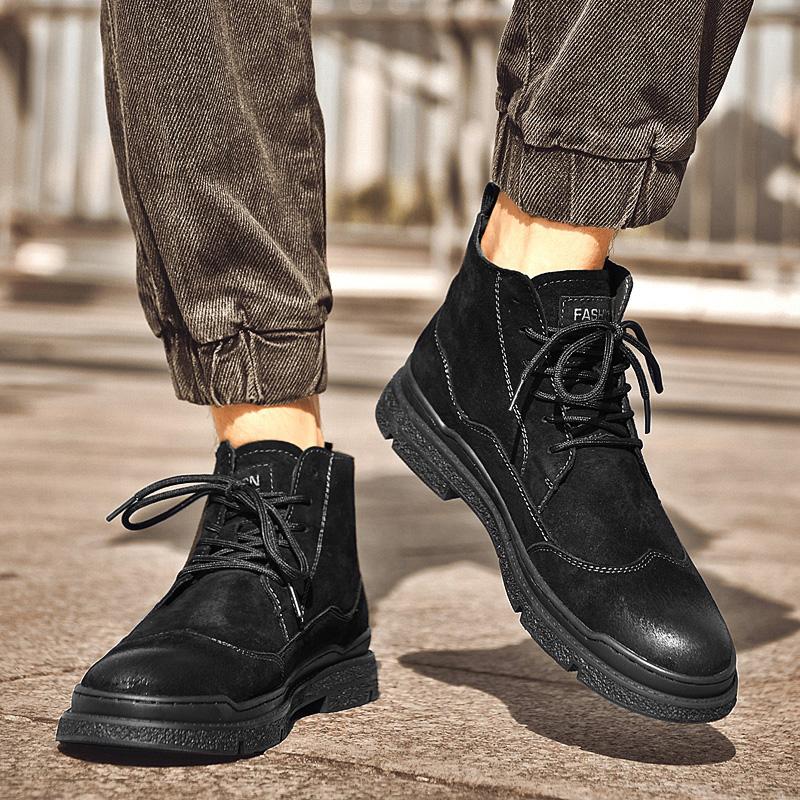 Golden Sapling 2025 New Spring Retro Boots for Man Outdoor Vintage Chunky Flats Male Genuine Leather Lace-up Ankle Boot Shoes