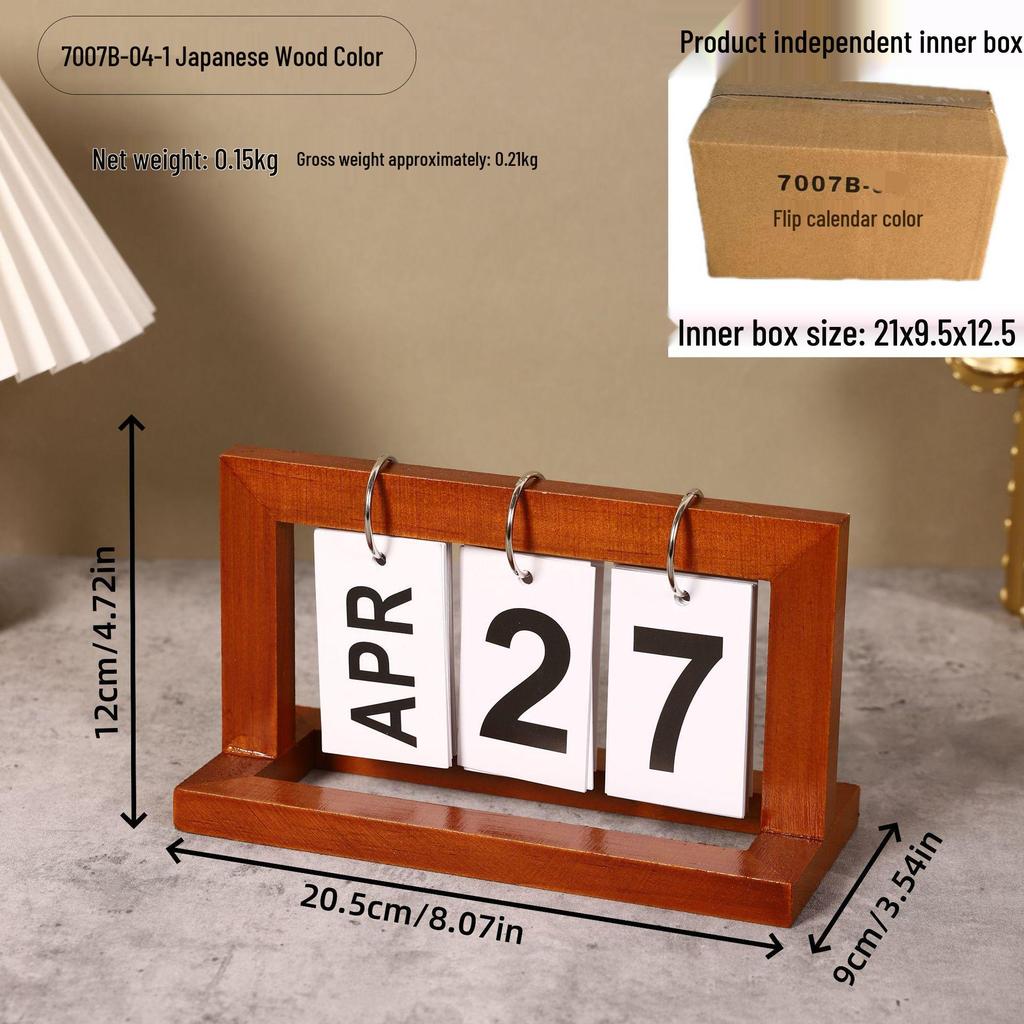 Simple Wood Flip Calendar: Perpetual Desk Ornament & Photo Prop