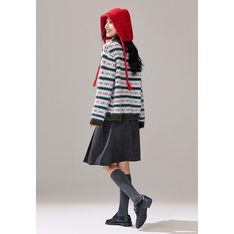 VICTORIA&VERA Vintage Bow Tie Long Sleeve Knit Sweater