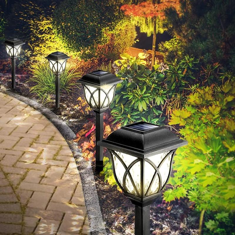 2pcs/Lot Led Solar Lawn Lights Outdoor Waterproof Warm Light Garden Decoration Lamp For Walkway Path Villa Yard Driveway