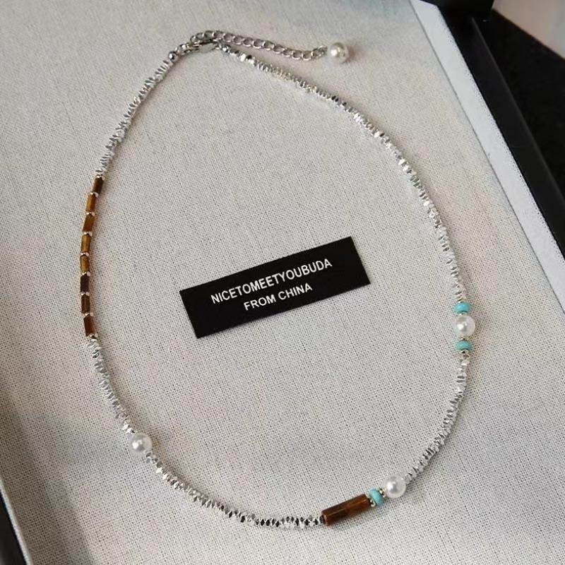 Natural Stone Beaded Auspicious Little Elephant Necklace for Women, High-end Sweater-style Neck Chain Accessory