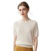 Lekasha 100% Pure Cashmere Round Neck Hollow Knit Short Sleeve T-Shirt