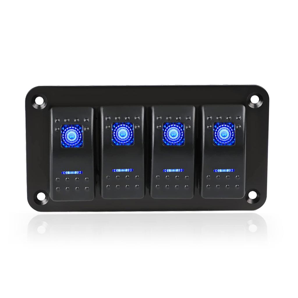 12V Switch Panel Rockers Light Toggle with Blue LED Light Indicator Easy n Waterproof Design for Vehicles Boats