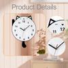 Cat Wall Hanging Clock Cute Animal Wall Ornament, Pendulum Decorative Clock for Office, Kids Room, Home Decor, Housewarming Gift