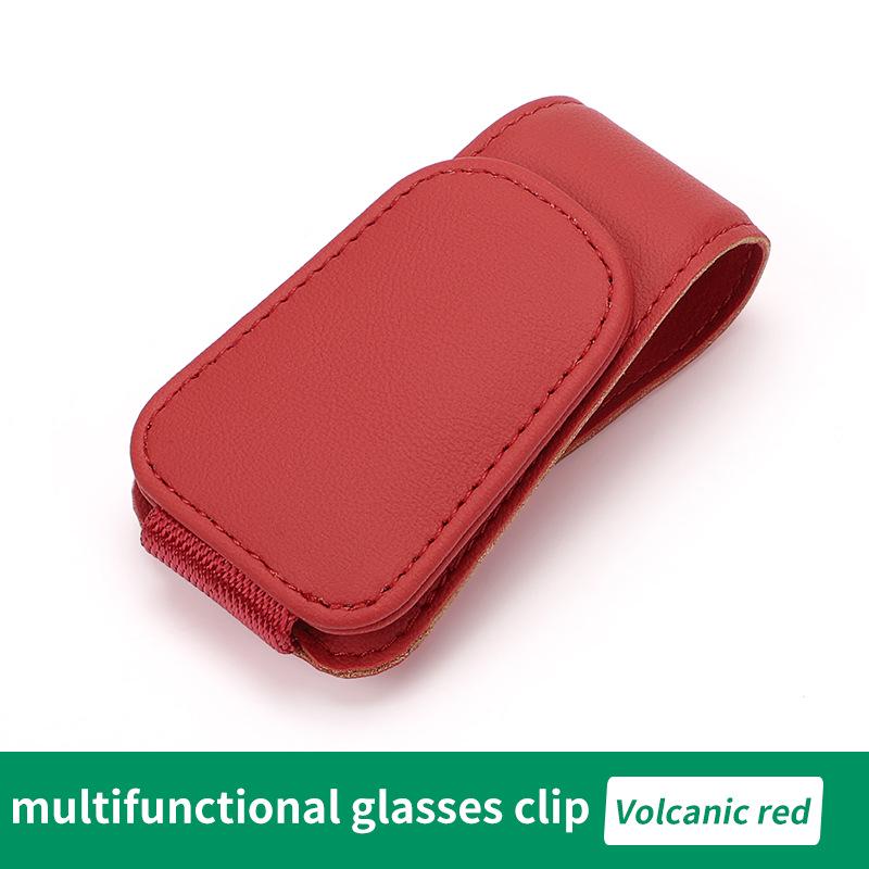 Leather Car Sun Visor Sunglasses & Card Holder with Coin Clip