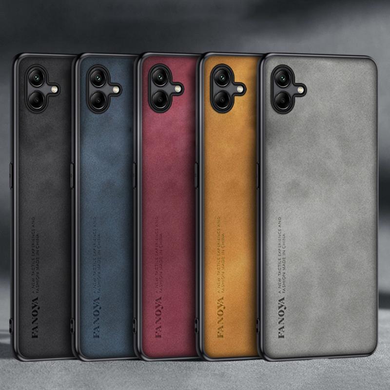 Für Samsung Galaxy A04 Hülle Luxus PU Leder Handyhülle Für Samsung M13 5G Rückseite Mattes Silikon Stoßfest Vollschutz
