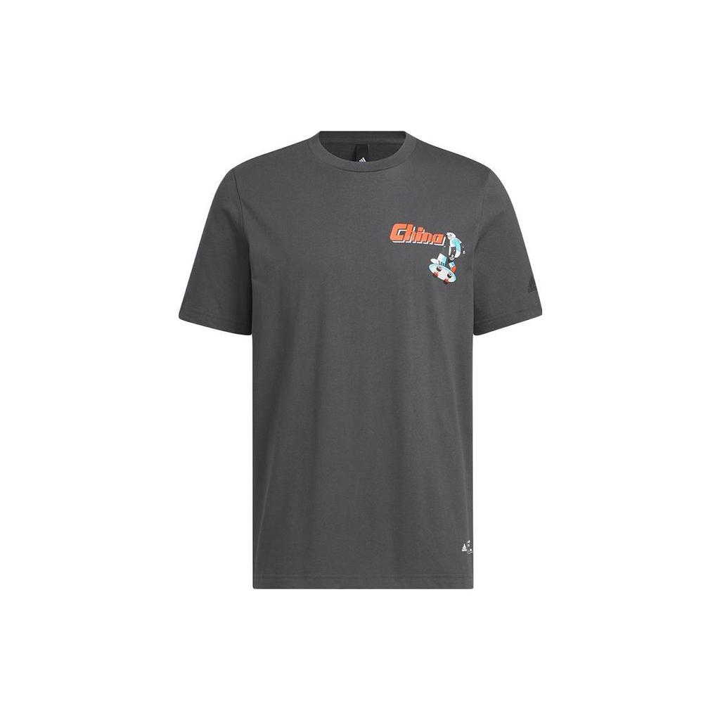 Adidas T Shirts Men's Gray Crew Neck Moderate Straight Fit IP3964