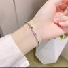 999 Sterling Silver Open Bamboo Joint Bracelet: Polished & Matte, Young Style, Solid Silver, Women's Thin Design.