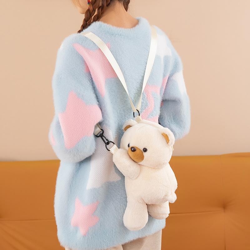 A Cute Teddy Bear Plush Toy Doll Crossbody Bag Single-shoulder Backpack Girl Gift