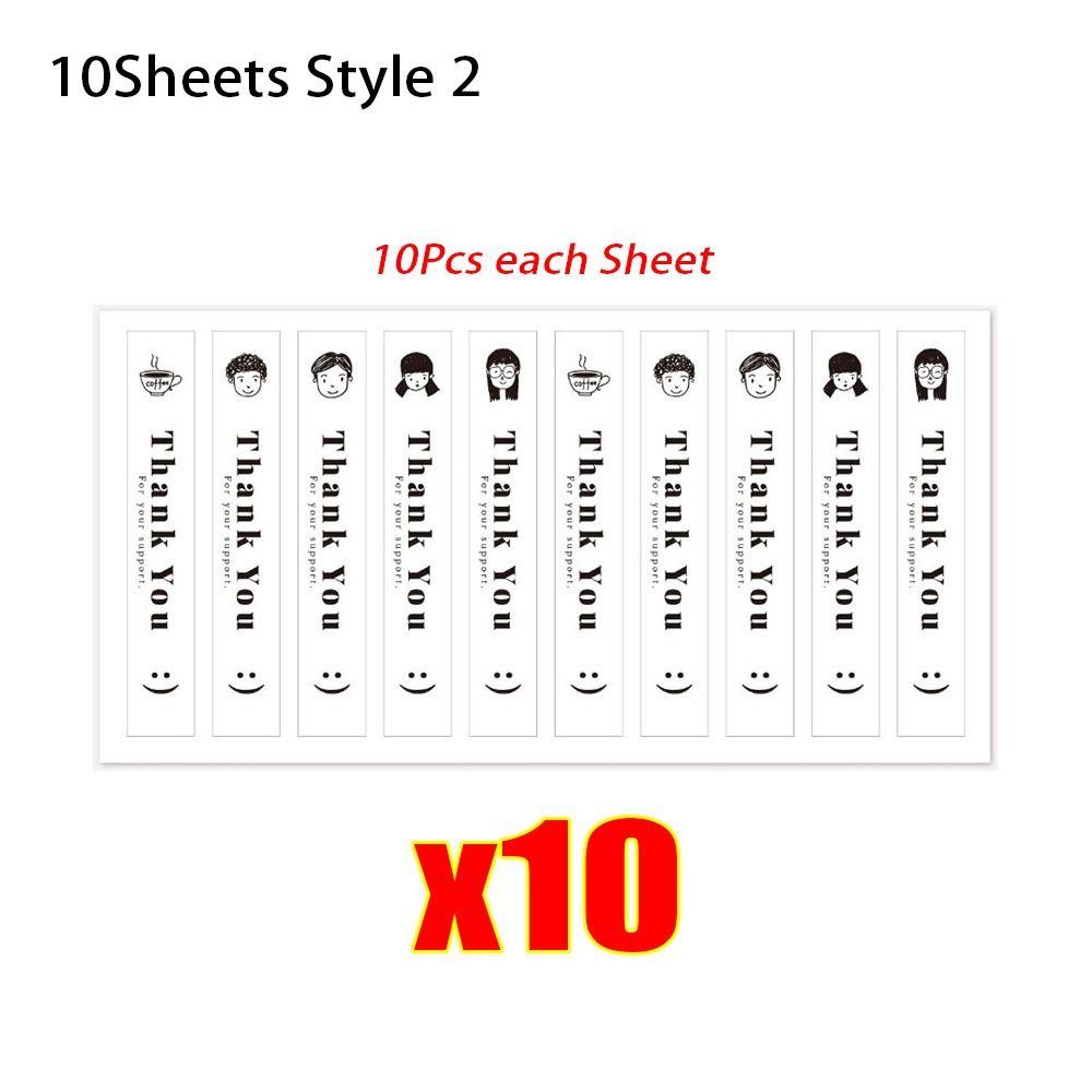 

100Pcs/10 Sheets Small Business Milk Tea Sticker Thank You Sticker For Baking Goods Gift Decoration Style 2