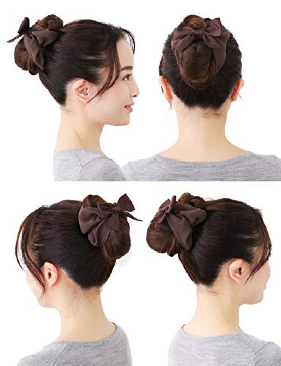 Bijinkami Twin Comb Tie Large In Perfect for Creating Voluminous Black Ribbon, Large, (Made Japan) - Hair,