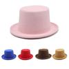 Roll Brim Fedora Cap Flat Top Hat Adult Unisex Magician Hat Masquerade Balls Cap