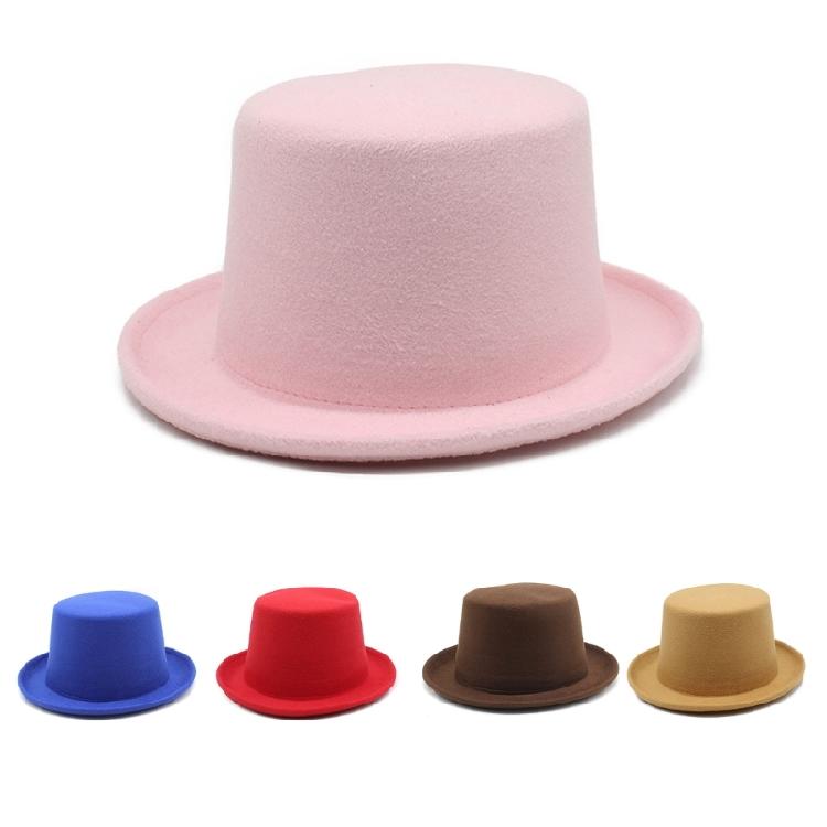 Roll Brim Fedora Cap Flat Top Hat Adult Unisex Magician Hat Masquerade Balls Cap