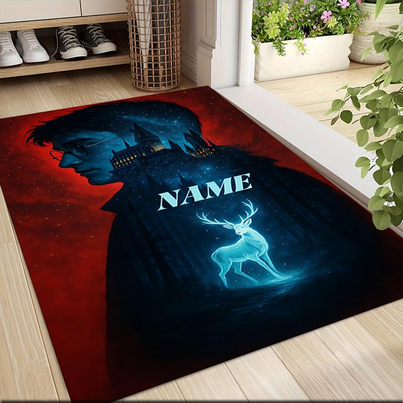 Custom Name Green Serpent Magic Carpet Rug Customizable Soft Washable Anti-Slip Home Living Room Sofa Mats Personalized Rug. 090939