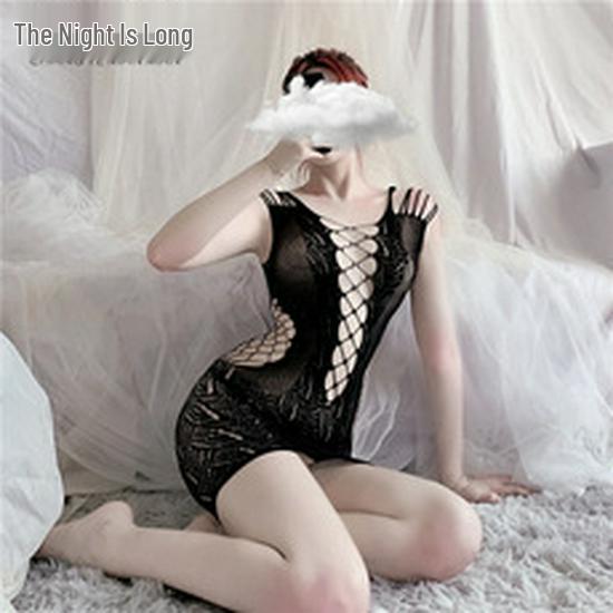 Seductive Passion Fishnet Lingerie Set: Transparent, Tempting Open Crotch Stockings for Nighttime Allure