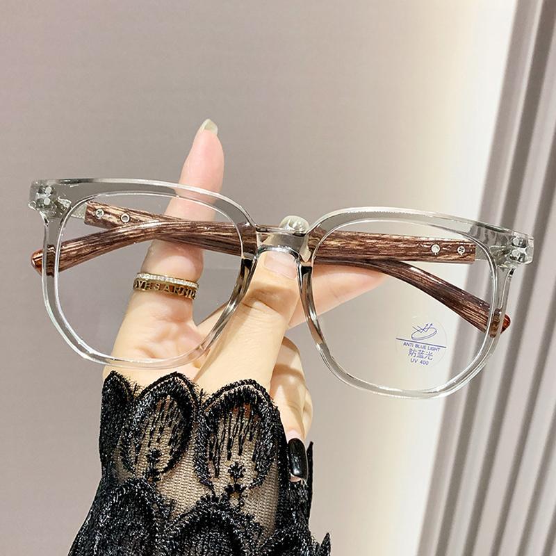 New Reading Glasses Anti Blue Light Women Eyeglasses Frame Fashionable Retro Large Frame Glasses Trendy Woodgrain Hd Presbyopia Glasses for Men