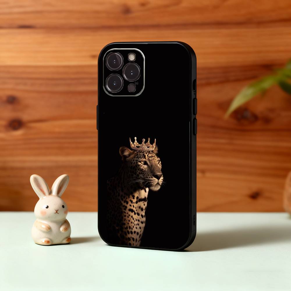 L-Luxury F-Fashion leopard Print Phone Case For iPhone17 16 15 14 13 12 11 Pro Max Plus,5G Soft Black Case