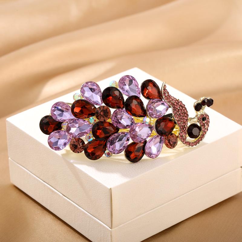 

Большая заколка для волос в виде павлина со стразами для женщин - Зажим-пружина для пучка и причесок «половина вверх»