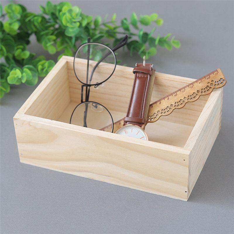 M-Modern-Retro Square Wooden Succulent Small Flower Pot Wooden Box Home Gardening Decoration Supplies