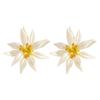 European & American White Flower Stud Earrings & Double-Layered Necklace Choker Set