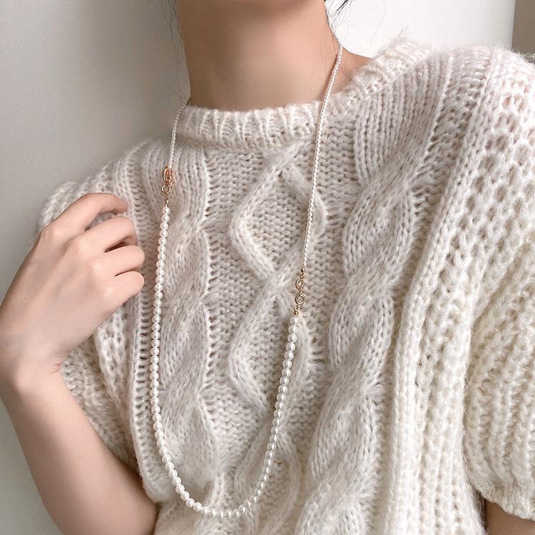 South Korea's New Double-layer Stacked Pearl Necklace Women's Exquisite Versatile Collarbone Chain Niche Design Neck Chain