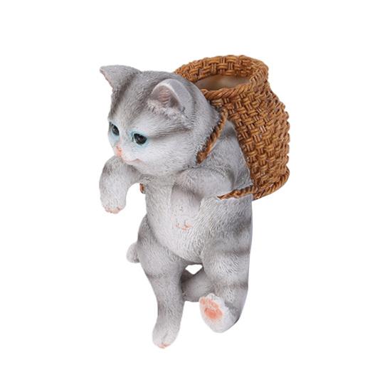 

Подвеска для аквариума Милая кошка Корзина Скульптура Аквариум Смола Украшение Аквариум серый