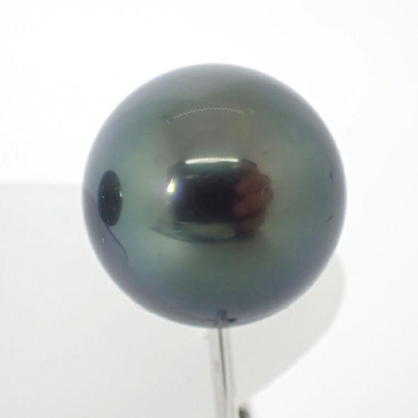 [Used] 14K White Gold South Sea Black Pearl Earrings / J55-46