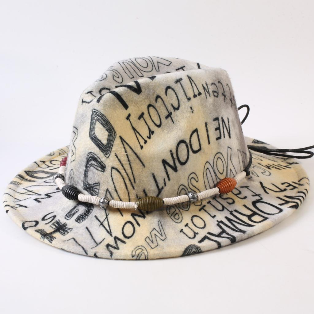 New European and American style letter printing fashion top hat men's and women's fashion jazz hat sunscreen sun hat