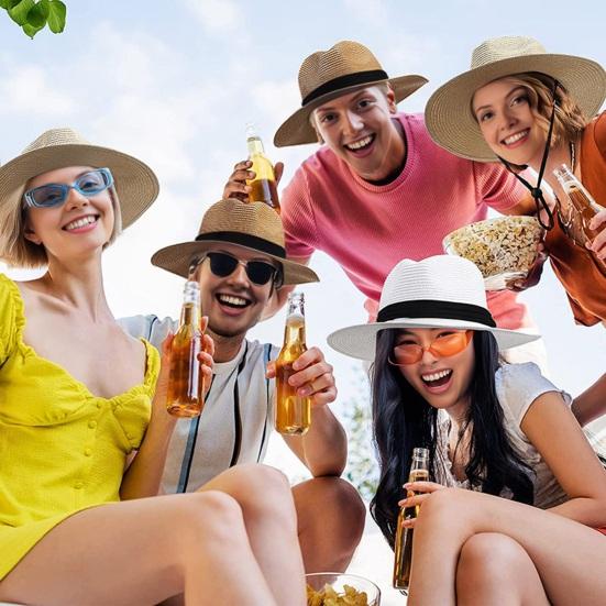 

Beach Sun Straw Hat for Women Wide Brim Sun Protection Woven Hat Summer Foldable Packable Roll Up Cap for Travel
