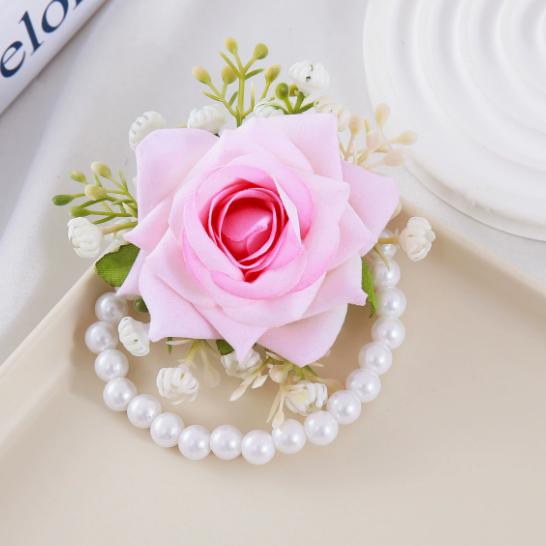 Fabric Wrist Flower with Rose Detail, Exquisite Style, Perfect for Wedding, Engagement, Valentine's Day & Thanksgiving