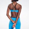 Reebok S Hero Strappy Padded Bra Color Block Medium Support Breathable Training Sports Bra Women Underwear Blue FU2482