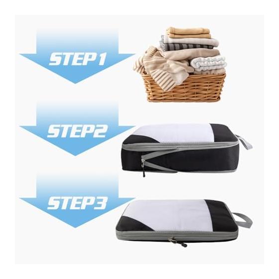 Travel Pouch, Compression Bag, Travel Compression Bag, 3 Piece Set, Zipper Compression, Space Saving, Convenient Goods, Overseas Travel, Clothes