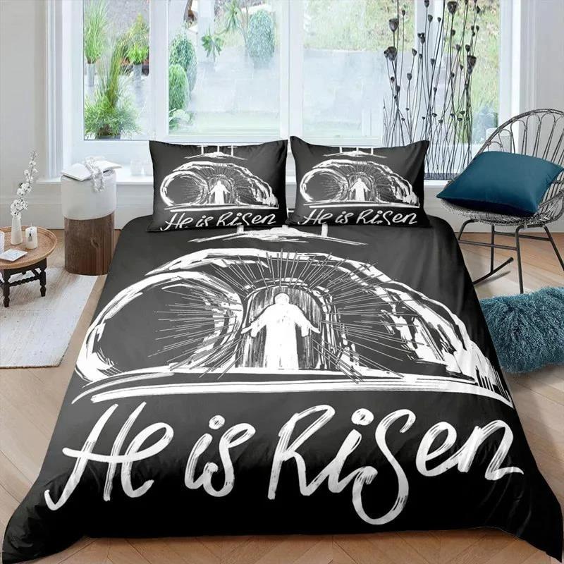 3D Jesus Duvet Cover Set Christian Sacred Jesus Polyester Bedding Set Cross Comforter Cover Suitable For Christian Jesus King