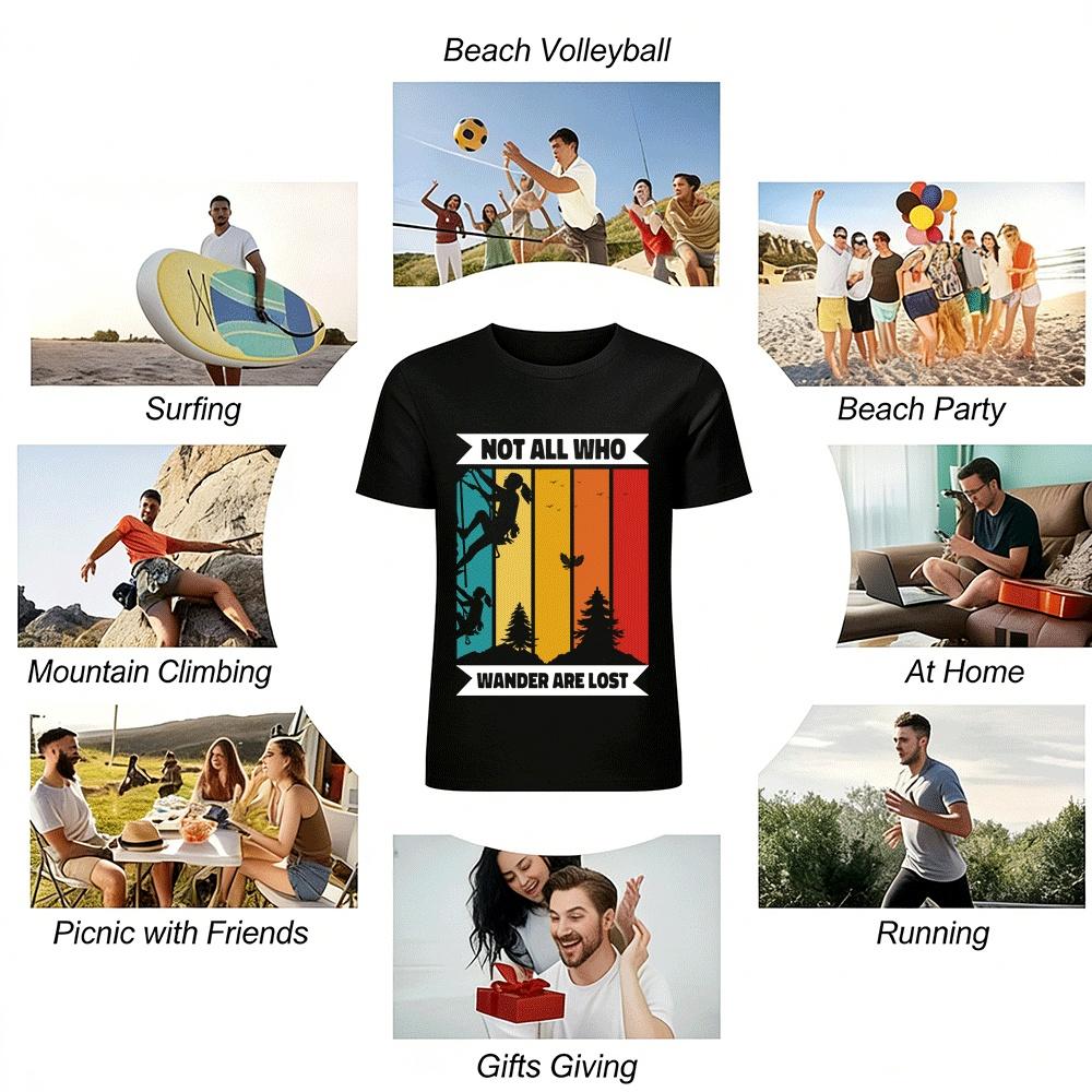 Vintage Color Block Print Outdoor Rock Climbing T-Shirt Pure cotton T-shirt