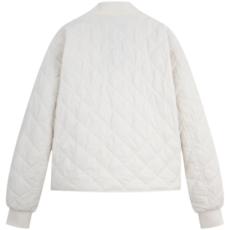 Calvin Klein Classic Letter Square Logo Baseball Collar Diamond Quilted Jacket Women outerwear Milk-White J224701