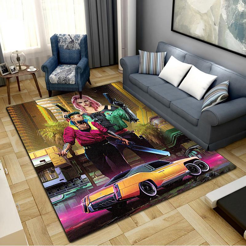 Cyberpunk Carpet Rug for Living Room Bedroom Home Sofa Decoration,Kids play Non-slip Floor Mat