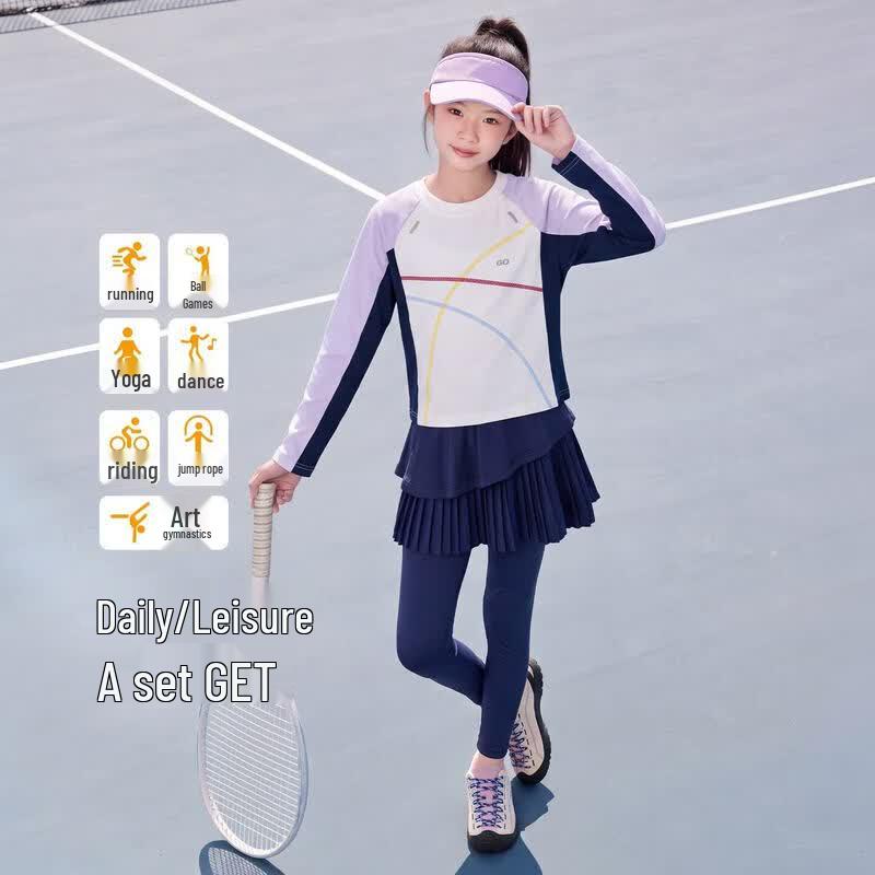Moonkids Girls' Quick-Dry Sports Long-Sleeve Training Apparel