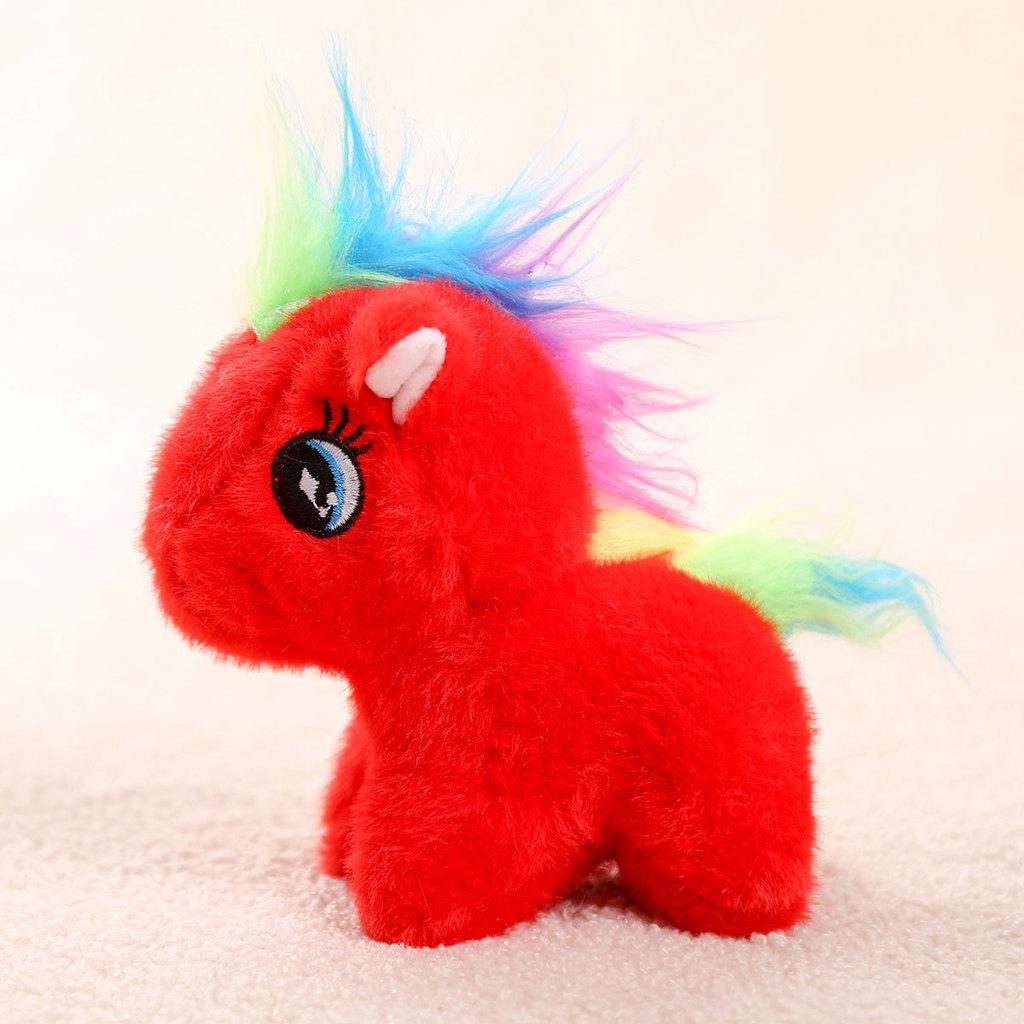 Unisex Plüschpony Schlüsselanhänger mit buntem kurzem Plüsch für Geschenk und Taschen Dekoration