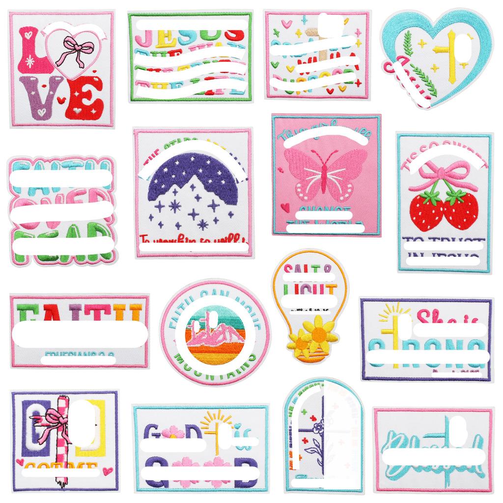 Retro Geometric Cartoon Shape Embroidery Cloth Sticker Denim Jacket Shoes And Hats Ironing Patch Diy Handmade Decorative Embroidery