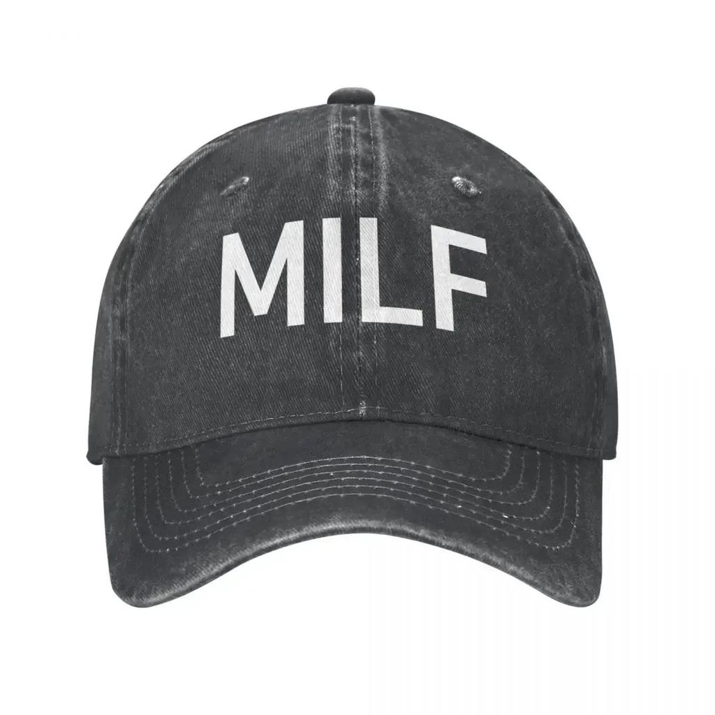 Vintage MILF Jokes Baseball Cap Unisex WomenDistressed Washed Snapback Outdoor Workouts Unstructured Soft S Hat