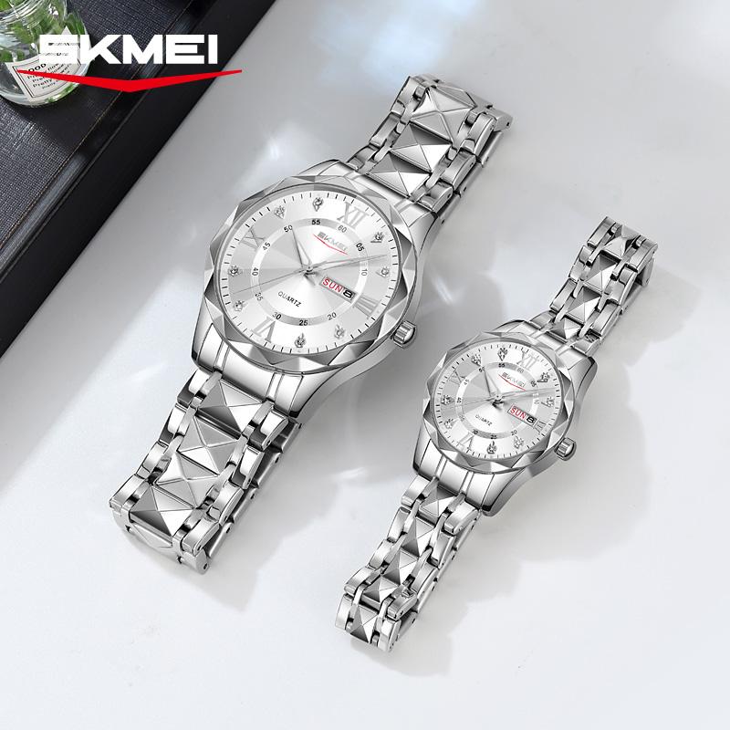 SKMEI New Man Waterproof Fashion Luxury Dial Exquisite Quartz Stainless Steel Watch for Women 9369