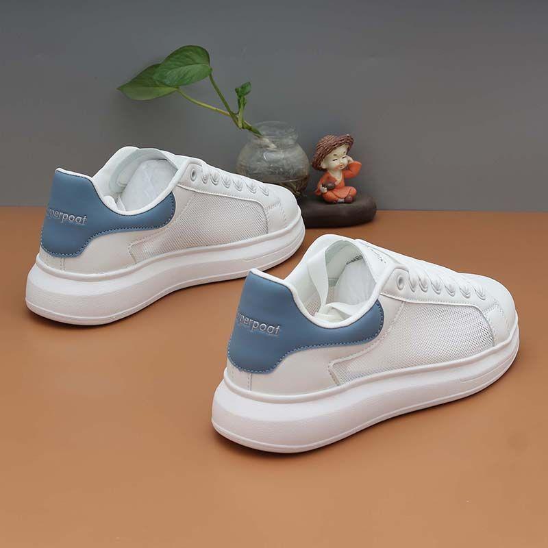 Women'S Fashionable Skate Shoes with a Soft White Sole, Trendy And Comfortable for All Seasons, Lightweight, Non-Slip Lace-Up White Sneakers for Women