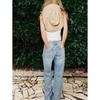 Spring New Casual Trousers Plaid Cotton Mirror Inlaid Mid Waist Wide Leg Denim Female 6688216