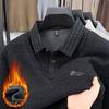 Men's Long Sleeve Polo Shirts Tees & Tops with Fleece Warm Winter Bottom Wear Casual Business T-shirts Hot Sale Autumn Clothing